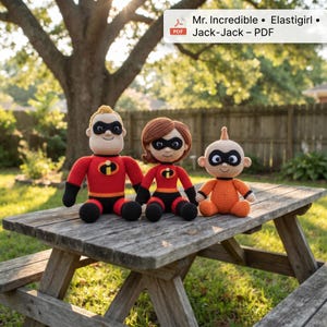 Incredibles Crochet Pattern Bundle – Mr. Incredible, Elastigirl, Jack-Jack Amigurumi (PDF Download)