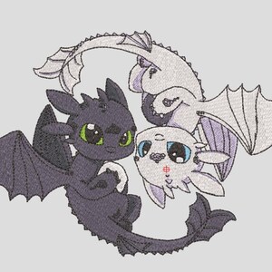 Toothless Light Fury Dragon Embroidery Design | Fantasy Dragon Patch (Instant Download)