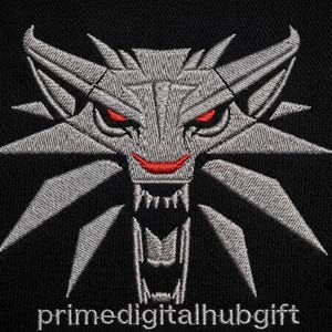 Wolf School Medallion Embroidery Design, Fantasy Gamer Patch (Digital Download)