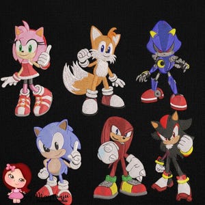 Sonic Hedgehog Embroidery Design Bundle, Gaming Characters 7 Patch, Machine Files (Digital Download)