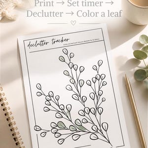 Rensa upp blomschema | Utskrivbart rensningsschema | Färgläggningsschema med 55 blad | Minimalismplanerare | Direkt nedladdning i PDF-format bild 4