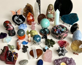 Coffret de cristaux mystères naturels, coffret de quartz imparfait, ensemble de cristaux porte-bonheur, pierres et minéraux sculptés, soin Reiki, cadeau en cristal (1 pièce)