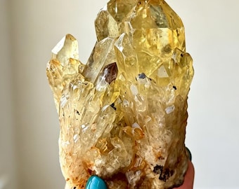 Plus de 500 cristaux de citrine brute naturelle, cristal de quartz VUG, spécimen de citrine brute, pour le Reiki, la décoration intérieure, la sculpture en cristal, cadeau en cristal (1 pièce).