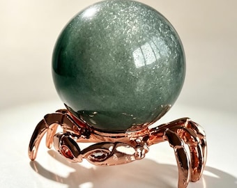 Sphère de quartz fraise gris naturel de plus de 60 mm avec support, boule de cristal de quartz, sphère de quartz fraise, soin Reiki, boule de cristal énergétique (1 pièce)