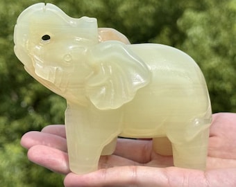 Éléphant sculpté à la main en jade naturel d'Afghanistan (13,2 cm), cristal de quartz, décoration intérieure, soin Reiki, cadeau en cristal énergétique (1 pièce)
