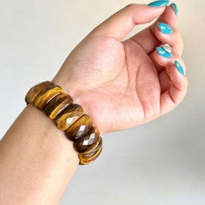 Natural Tiger Eye Stretch Bracelet,Crystal Jewelry,Yellow Tiger Eye Crystal Bangle,Reiki Healing,Energy Bracelet,Handmade Gemstone Gifts 1PC