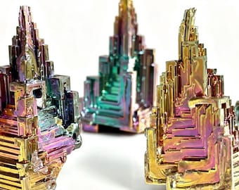 Spécimen de bismuth arc-en-ciel, cristal brut, spécimen de bismuth titane aux vertus curatives naturelles, cristal de quartz, décoration intérieure, cadeau en cristal