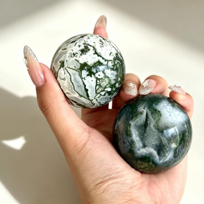 Moss agate sphere - Etsy 日本