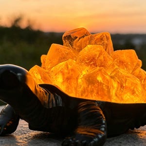 Natural Citrine Cluster Turtle Night Light,Handmade Crystal Quartz Raw Turtle,Amethyst Turtle Lamp,Home Decor,Reiki Healing,Crystal Gift 1PC