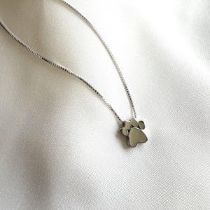 Paw Print Necklace . Sterling Silver Dog Paw Print Necklace . Cat Paw Print Necklace