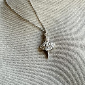Ballerina Necklace . Sterling Silver Ballerina Necklace with Cubic Zirconia . Dancer Necklace