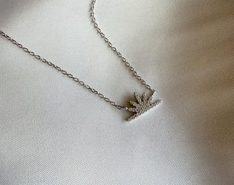 Sun Ray Necklace . Sterling Silver Sunset Necklace with Cubic Zirconia . Lumiere Necklace