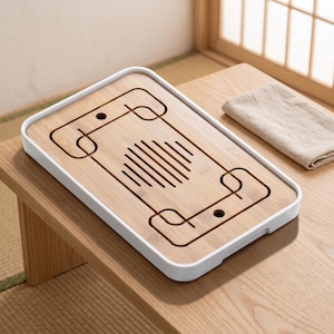 Bandeja de té japonesa, tabla de té Gongfu de bambú y melamina, 43 cm