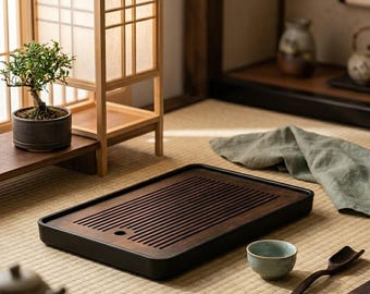 Tragbares Bambus-Kung-Fu-Teetablett, für trockene und feuchte Zwecke geeignet, japanisches Teezeremonie-Brett