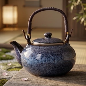 Keramische theepot, 800 ml, porselein en Japanse stijl met filter.