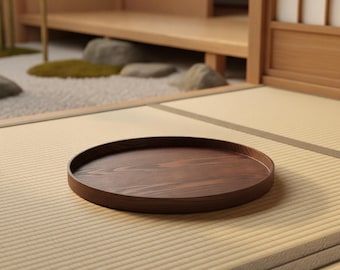 Wooden Round Serving Tray, Vintage Round Serving Tray Wooden, Japanese Style Tea Tray, Coffee Table Decor, Dessert Pallet, Home Storage