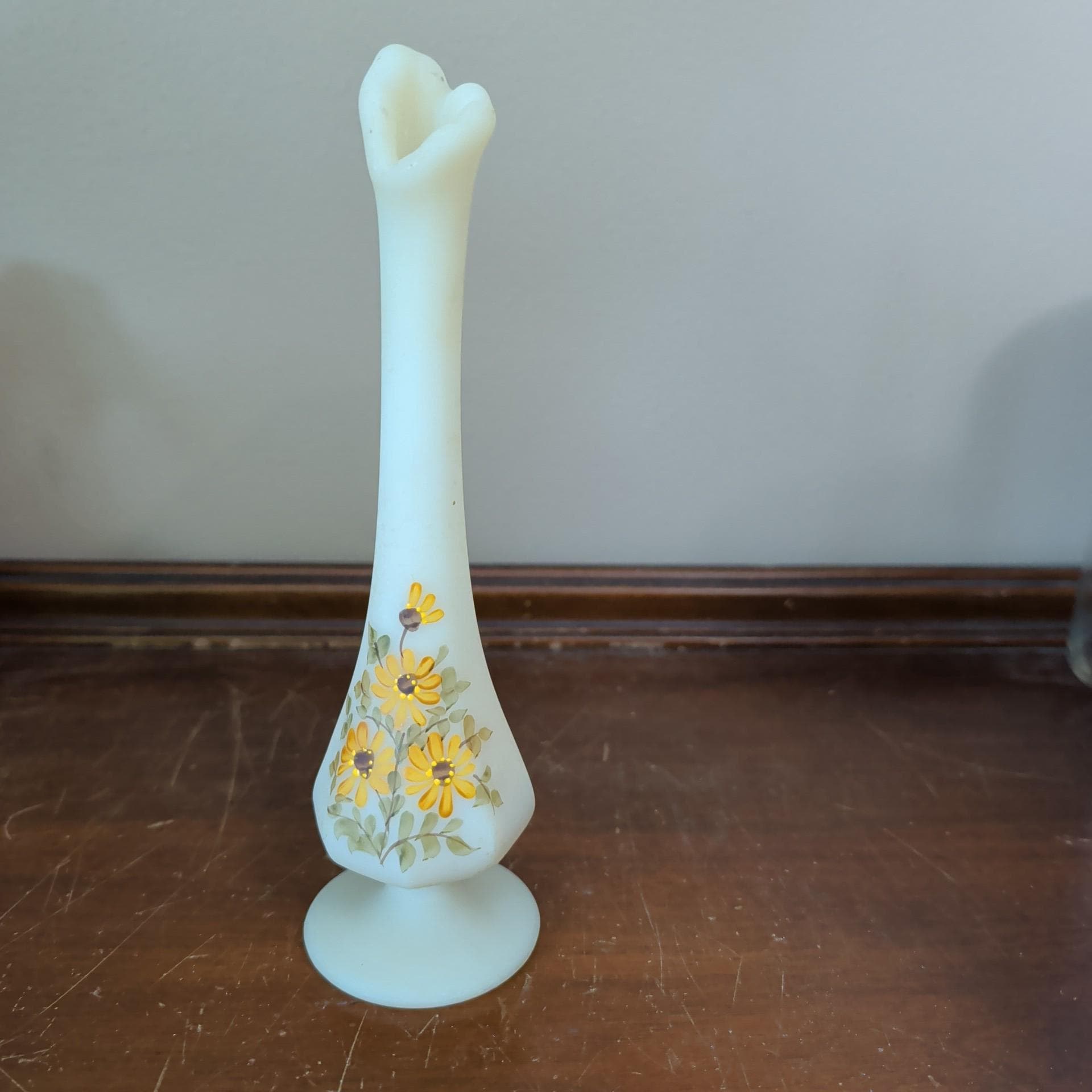 Fenton Custard Uranium Glass Vase Hand Painted - Etsy