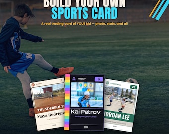 Custom Sports Trading Card, Personalized Athlete Photo Stats, Birthday Gift, Keepsake, Instant Digital Download