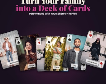 Gepersonaliseerde speelkaarten met familiefoto, eigen kaartspel, verjaardagscadeau, aandenken, direct digitaal te downloaden
