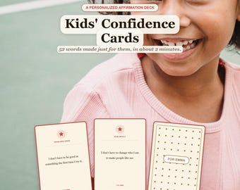 Gepersonaliseerde zelfvertrouwenkaarten voor kinderen, set met zelfbevestigingsteksten, verjaardagscadeau, aandenken, direct digitaal te downloaden