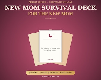Personalisiertes Überlebenskartenset für frischgebackene Mütter, Affirmationskarten, Geschenk zur Babyparty, Erinnerungsstück, Sofortiger digitaler Download