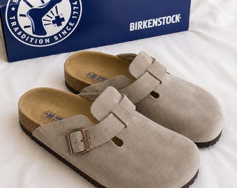 Luxury Suede Clogs for Women, Premium Cork Footbed Sandals, Soft Slip On Shoes, Minimalist Comfort Mules, Everyday Casual Footwear