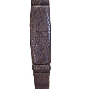 Antique Cast Iron Gothic Revival Church Door Handle Pull w/Cross & INRI c. 1880s