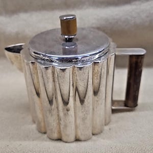 1928 Art Deco Ilonka Karacz Silver Plate Teapot w/Wood Handle by Payne & Baker