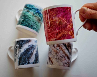 Art mug, fine bone china, mug, each one a design from my original embroidery,  bone china mug, high quality print