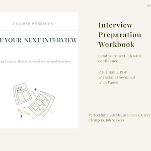 Job Interview Preparation Workbook |  STAR Method | Printable Career Workbook | Digital Download