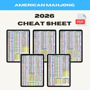 Printable 2026 Mahjong Cheat Sheet | Visual Guide to American Mahjong Hands | Simplified Reference Guide | One Example Per Hand
