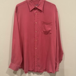 Bugatchi Uomo XL Pink Long Sleeve Button Front Dress Shirt Mens Luxury Casual