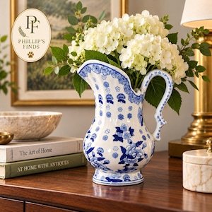 Blue White Porcelain Pitcher Antique - Etsy