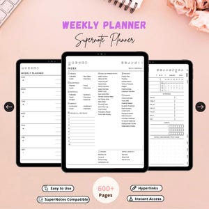 Supernote Veckoplanerare, Hyperlänkad Digital Planner 2026 | 636 Sidor för Manta Nomad A5X A6X | Direkt Nedladdning