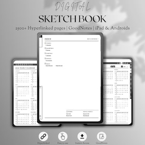 Kindle Scribe Sketchbook Digital Notes 2026 2027, GoodNotes Daily Notebook, Dot Grid Ruled Square Pages, Hyperlinked PDF