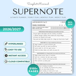 Supernote Ultimate Planner 2026/2027, hyperlänkad allt-i-ett-planerare, 2112 sidor | Manta Nomad A5X A6X | Direktnedladdning