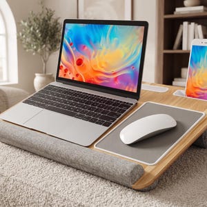 17 Inch Laptop Lap Desk, Woodgrain Portable Laptop Table, Bed Tray Desk, Computer Work Surface, Portable Writing & Study Desk