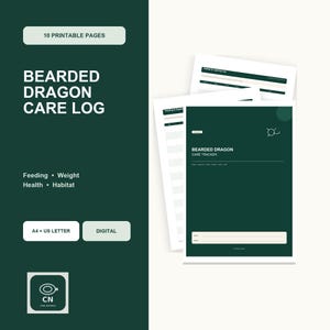 Bearded Dragon Care Log: 10-Page Printable PDF for Feeding, Weight, Shedding, Health and Habitat