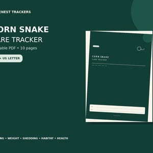 Corn Snake Care Tracker Printable, Feeding Weight Shedding Habitat Health Log