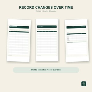 Ball Python Care Tracker Printable, Feeding Weight Shedding and Habitat Log image 5
