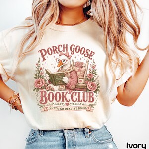 Porch Goose Book Club T-Shirt, Cottagecore Reading Goose, Gotta Go Read My Books Tee