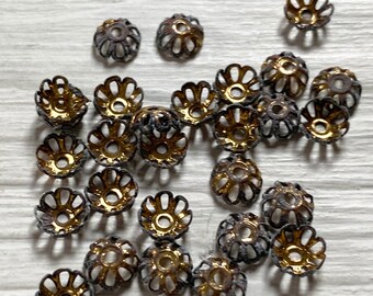 BULK BC051 100 Antique Silver Bead Caps Small 5MM Bead Caps Lot