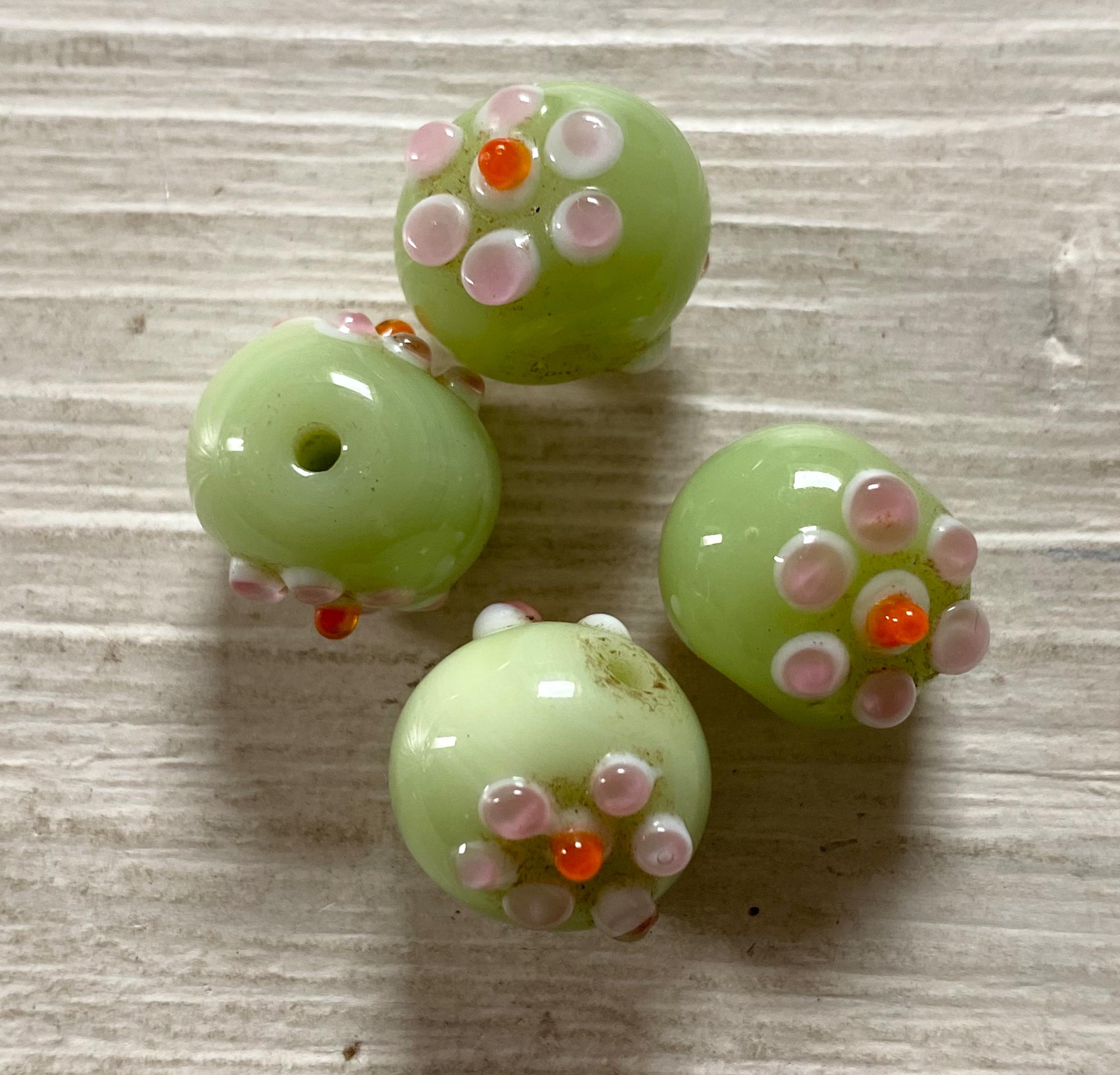 Vintage lampwork flower rondels