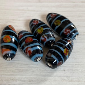 Vintage striped glass oval beads