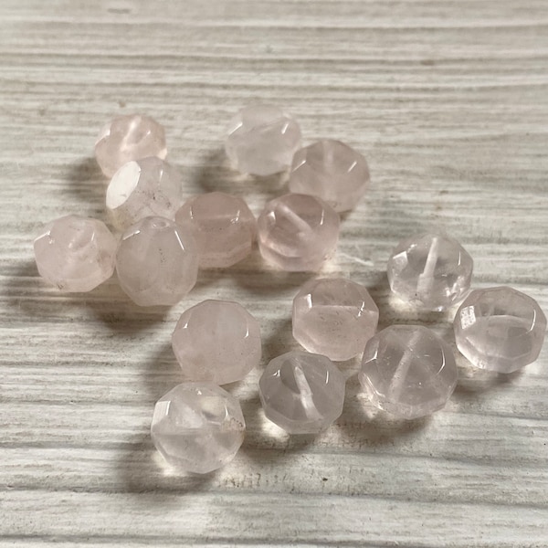 Rose quartz faceted beads