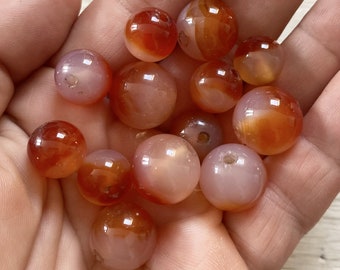 Perles vintage en agate orange