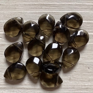 Smokey quartz faceted glass flat teardrop beads