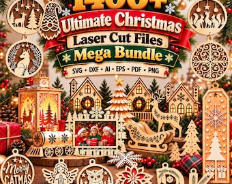 1400+ Christmas Laser Cut Files Mega Bundle, SVG EPS DXF, Ornaments, Décor, Signs & Gifts, Glowforge and  XTool Compatible Instant Download