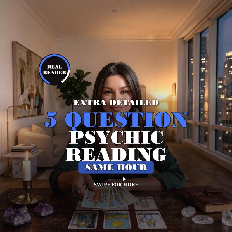 5 Question Psychic Reading | Ask Me Five Questions, Love, Career & Future | Clear Honest Tarot Answers | Same Hour image 1