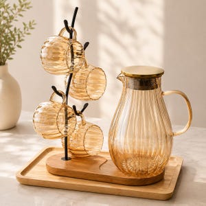 Jarra de té de vidrio, cafetera de borosilicato resistente al calor con asa transparente, jarra de agua y zumo de frutas para el hogar y la cocina, regalo minimalista para bebidas.
